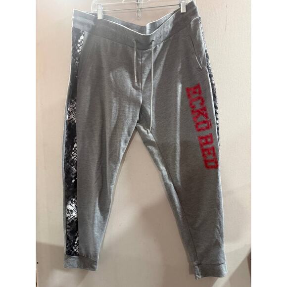 Ecko Red Jogger Pants Mens XL Gray Y2K Heather athletic Fit Drawstring Elastic - Picture 2 of 7